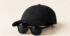 Black cap and sunglasses